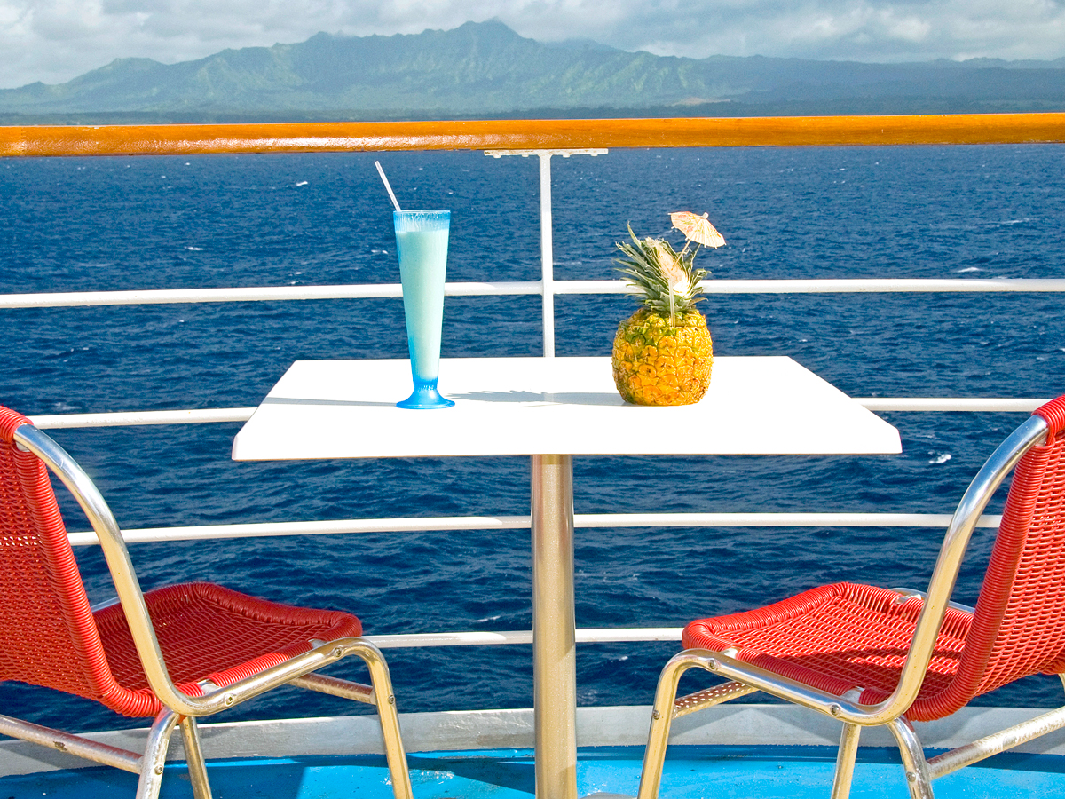 Cocktails on cruise ship balcony