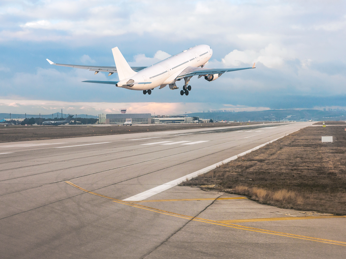 Aircraft departing runway