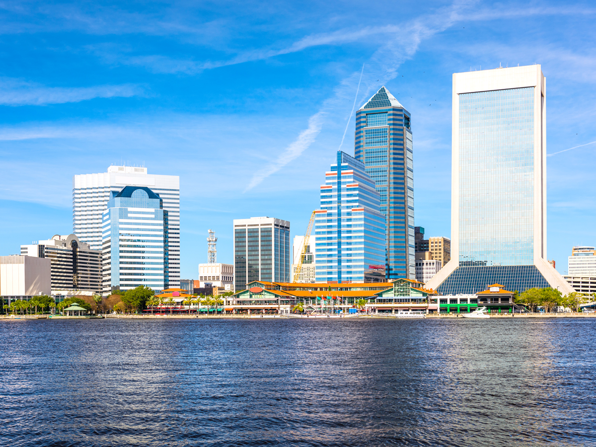 Skyline of Jacksonville seen across bay