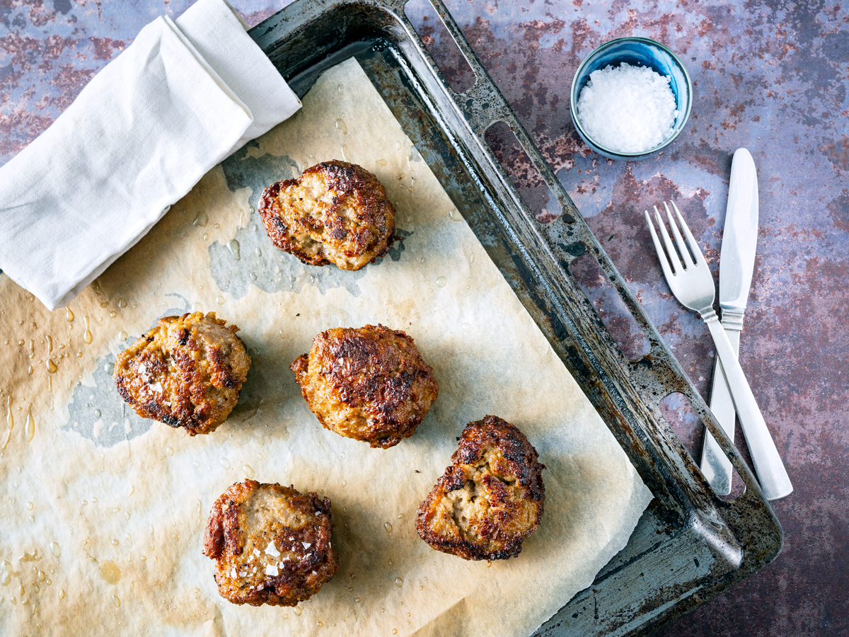 Hamburger patties on sheet pan