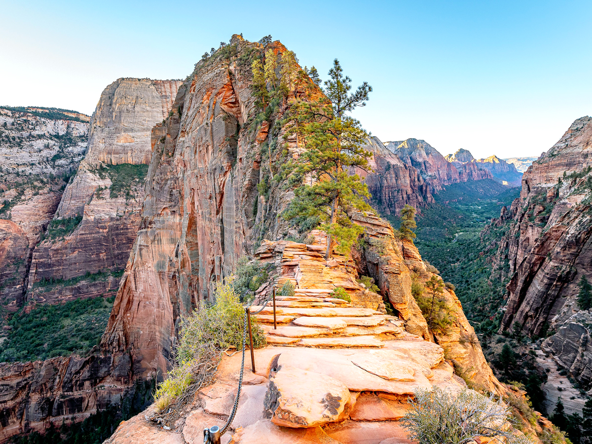 Angels Landing hiking trail at Zion National Park in Utah