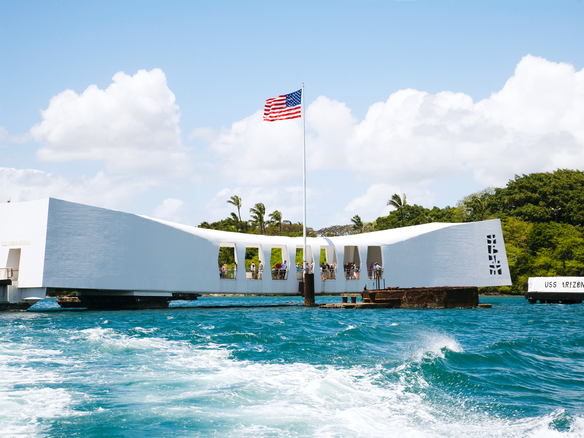 USS Arizona Memorial at Pearl Harbor National Memorial in Hawaii