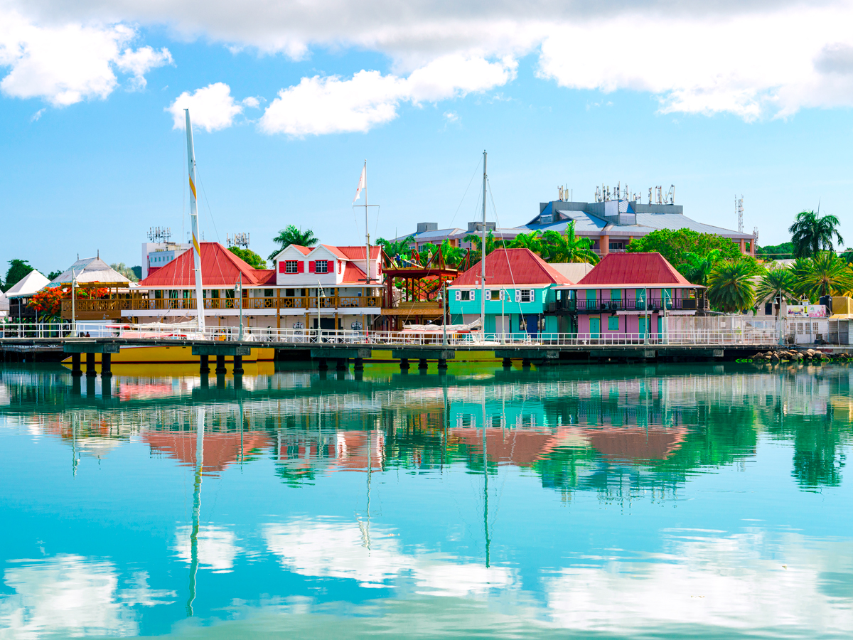Shops on quay in Antigua and Barbuda
