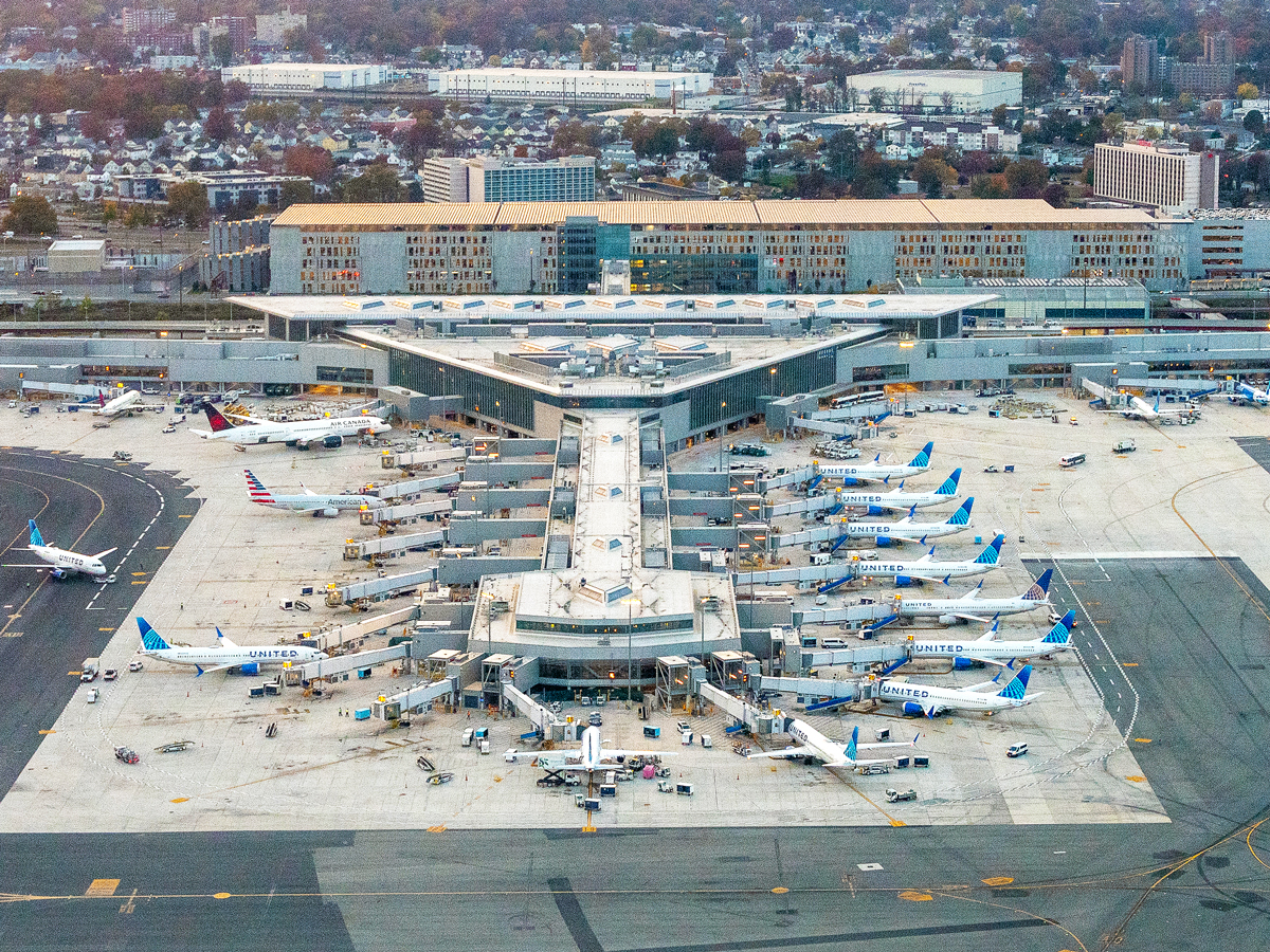 Aerial view of Terminal A at Newark Liberty International Airport