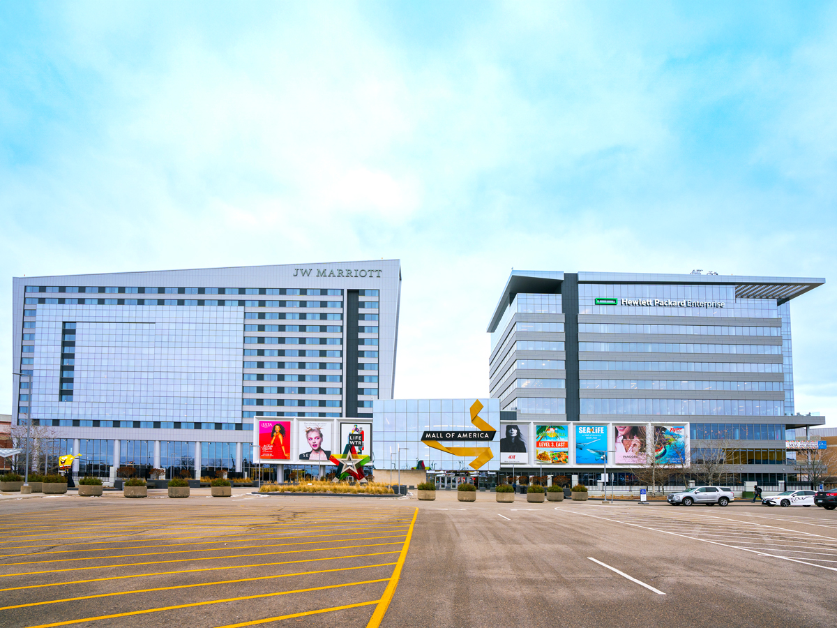 Parking lot and exterior of the Mall of America in Bloomington, Minnesota