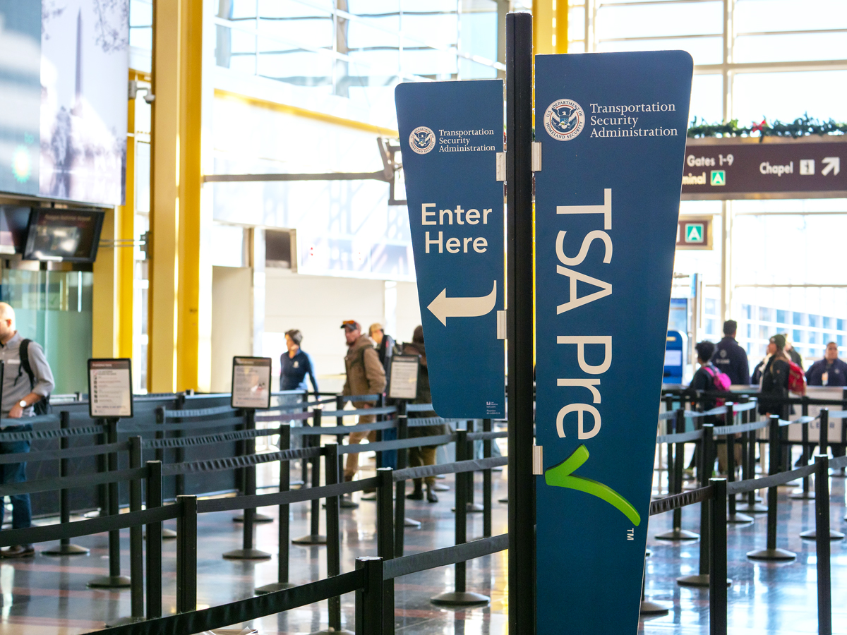 TSA PreCheck screening line at airport security checkpoint