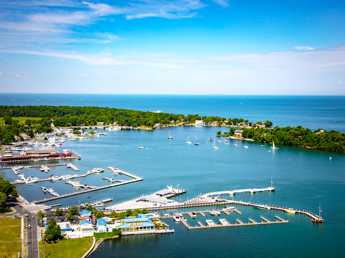 Marina in Lake Erie, seen from above