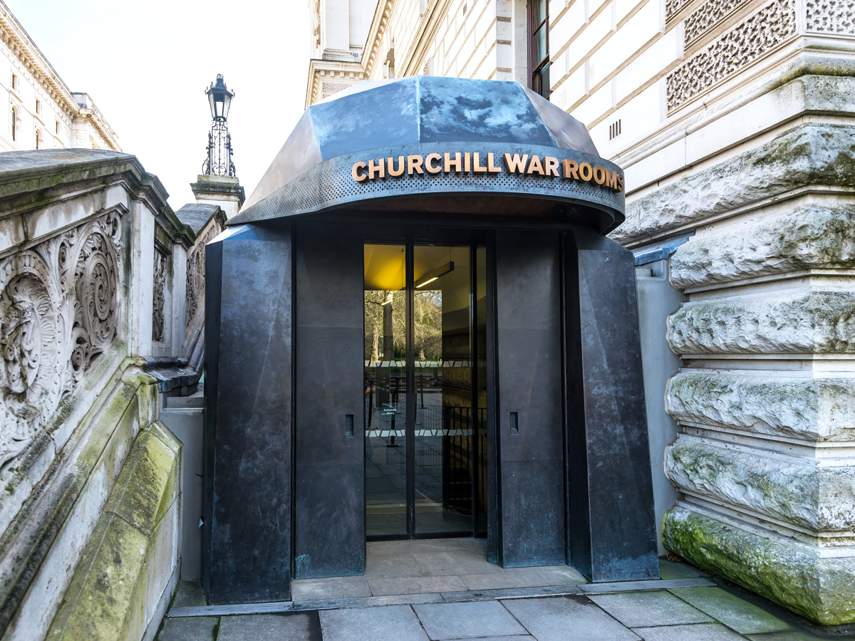 Entrance to Churchill War Rooms in London, England