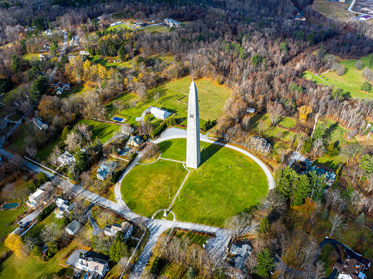 Aerial view of the obelisk at Vermont's Bennington Battle Monument