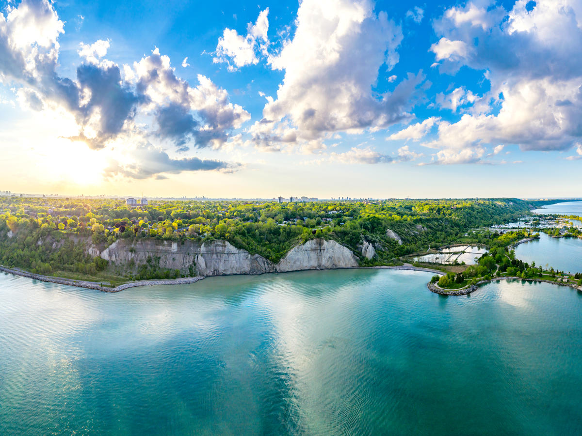 Scarborough Bluffs along Lake Ontario, seen from afar