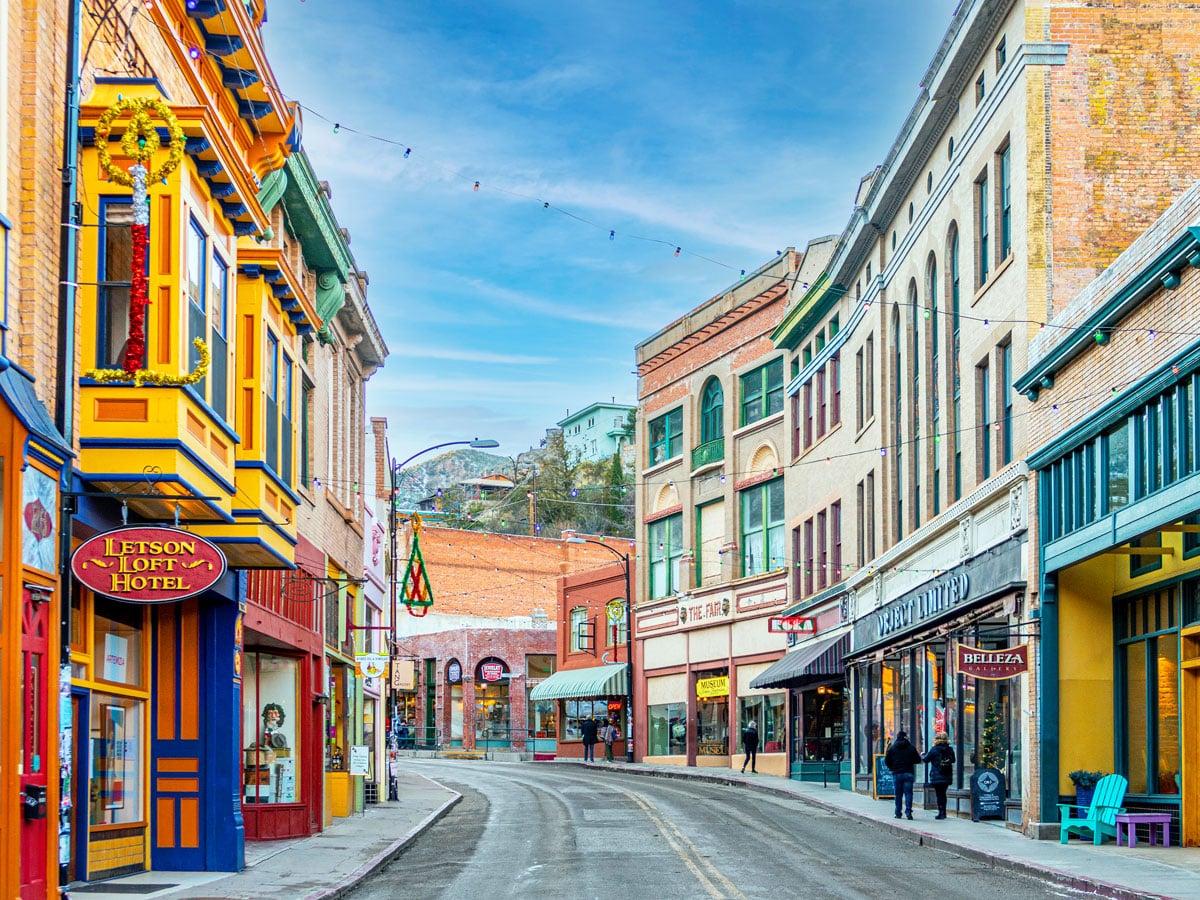 Colorful buildings on Main Street in Bisbee, Arizona