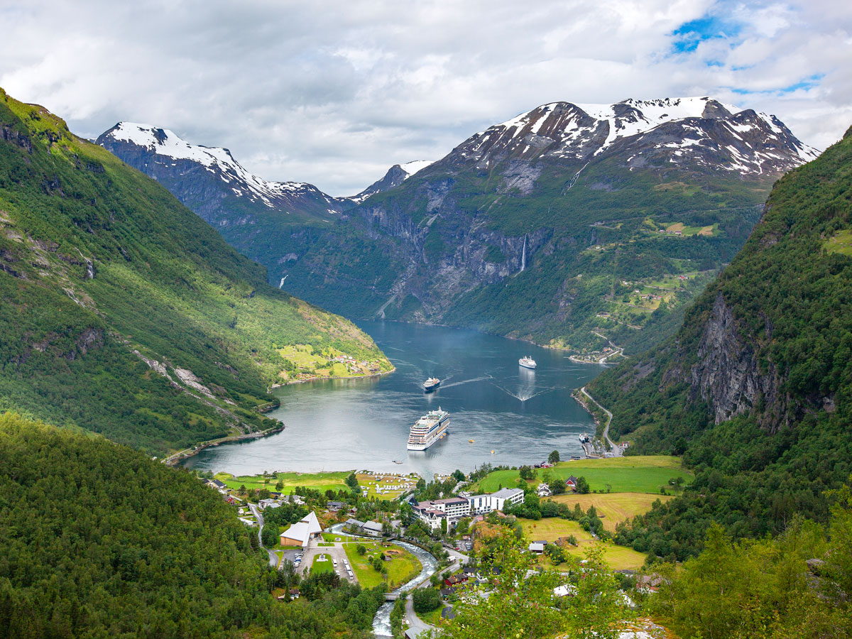 Cruise ships in Norwegian fjord