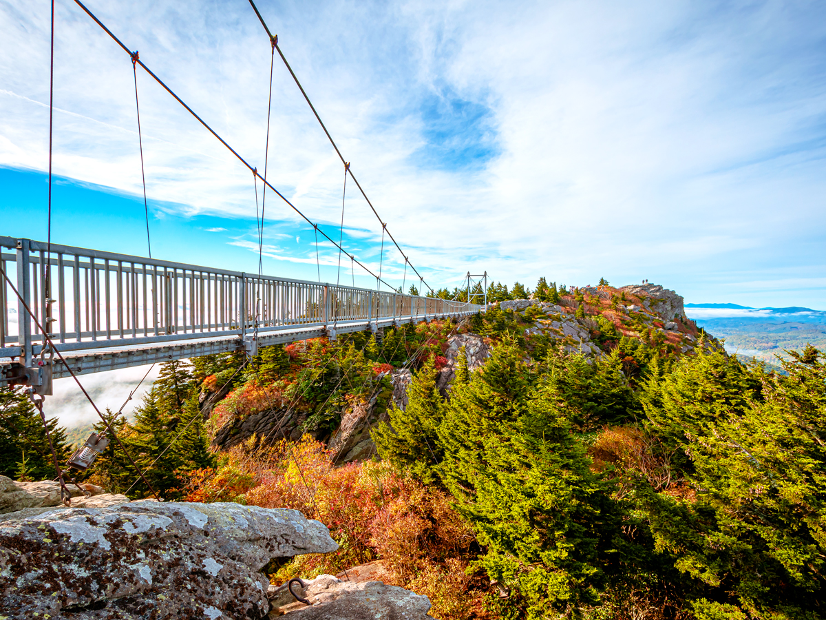 Bridge over forested mountains on the Appalachian Trail