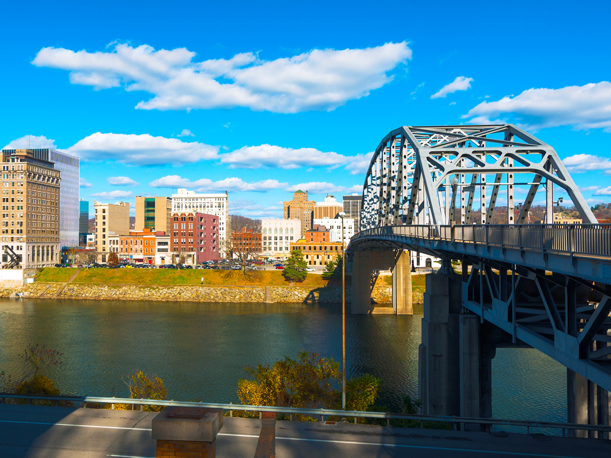 Bridge, river, and skyline of Charleston, West Virginia