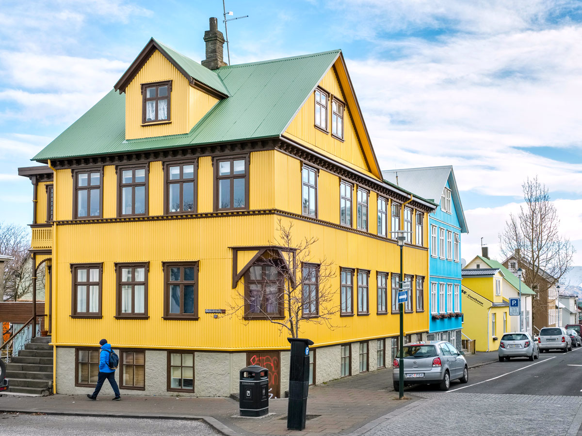 Brightly colored homes in Iceland