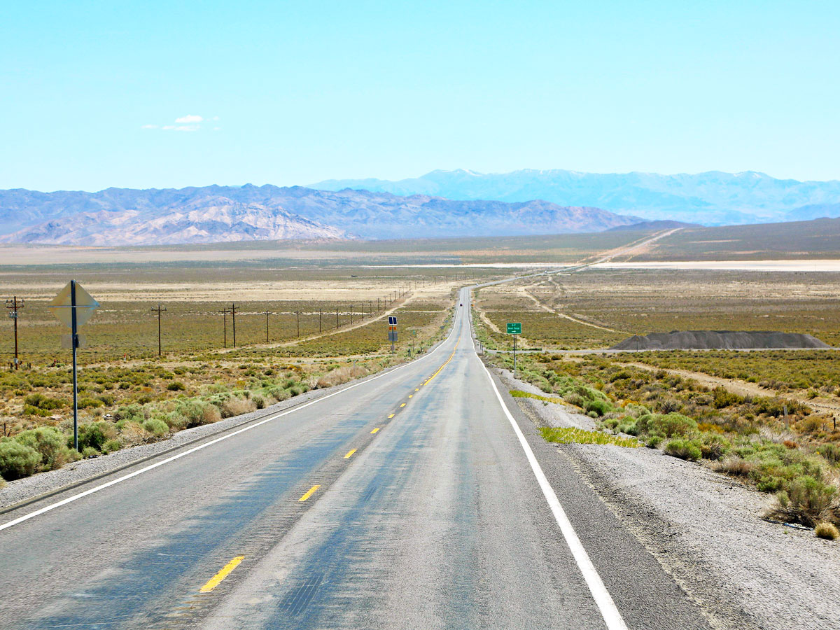 Empty stretch of U.S. Route 50 through the Nevada desert