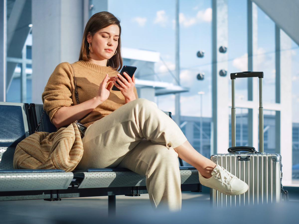 Traveler sitting in airport