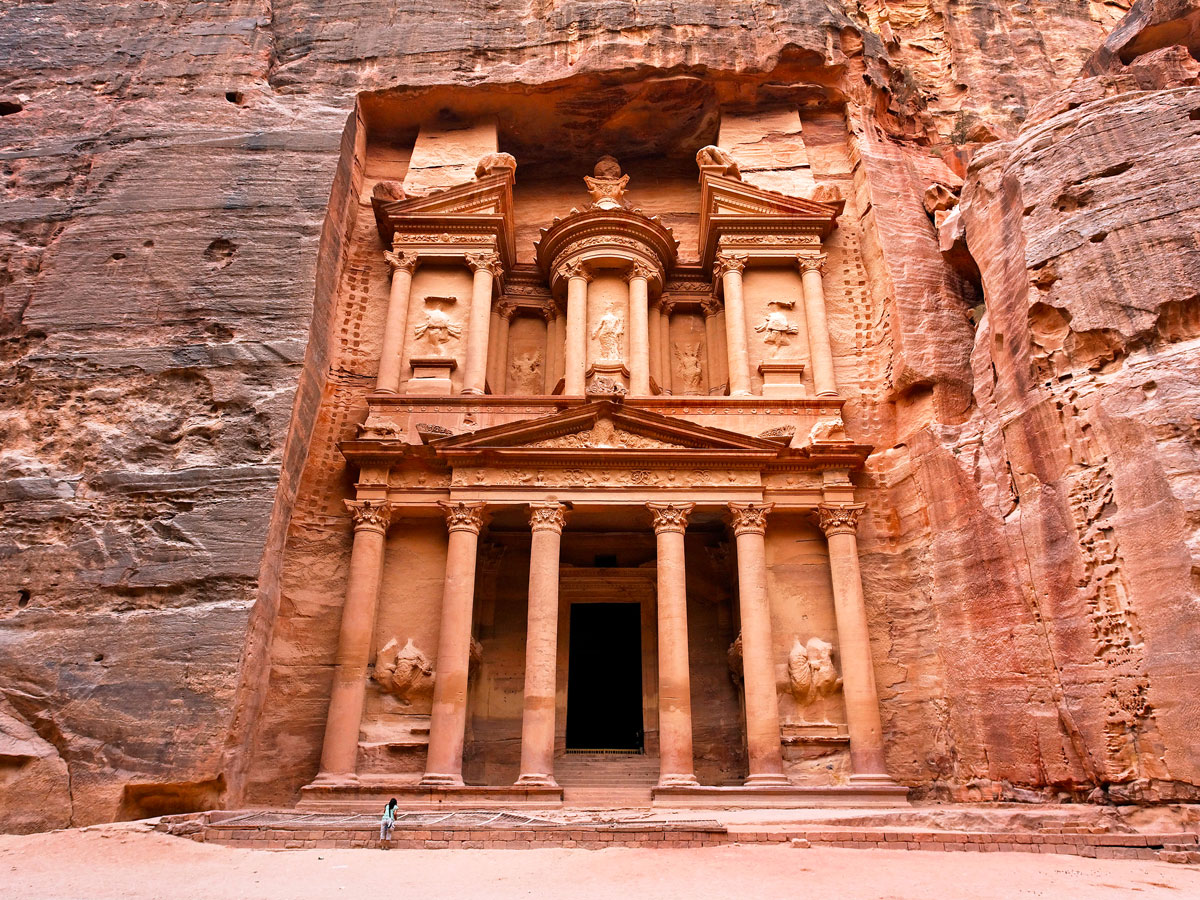 Rock-carved Treasury of Petra, Jordan
