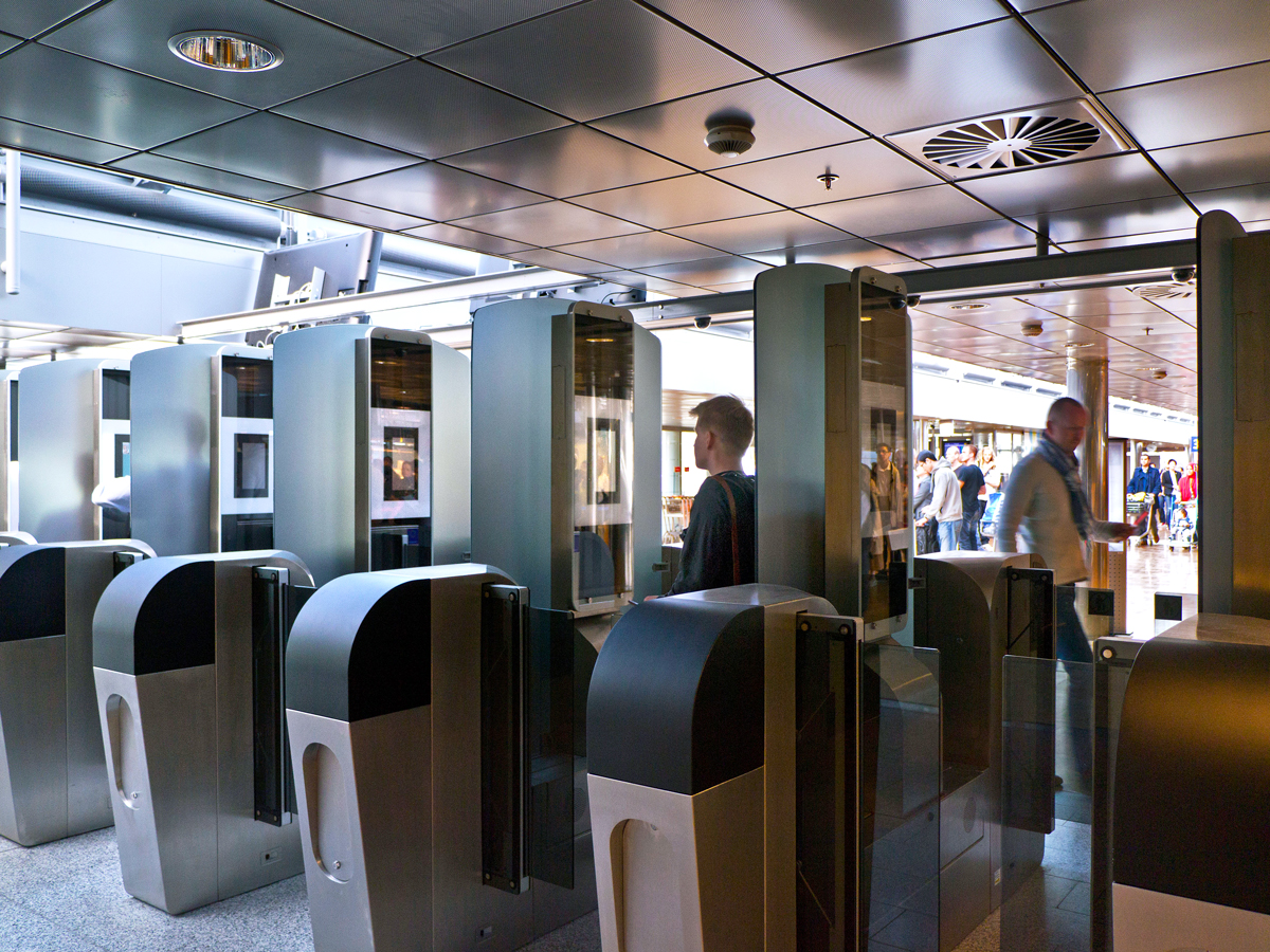Biometric passport gates at airport