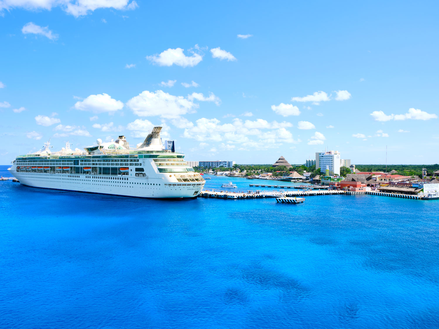 Cruise ship docked at the Port of Cozumel, Mexico