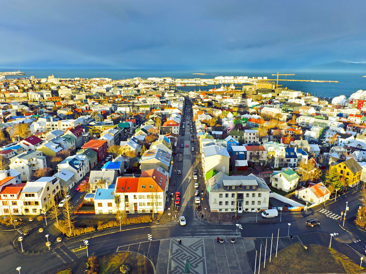 Aerial view of Reykjavik, Iceland