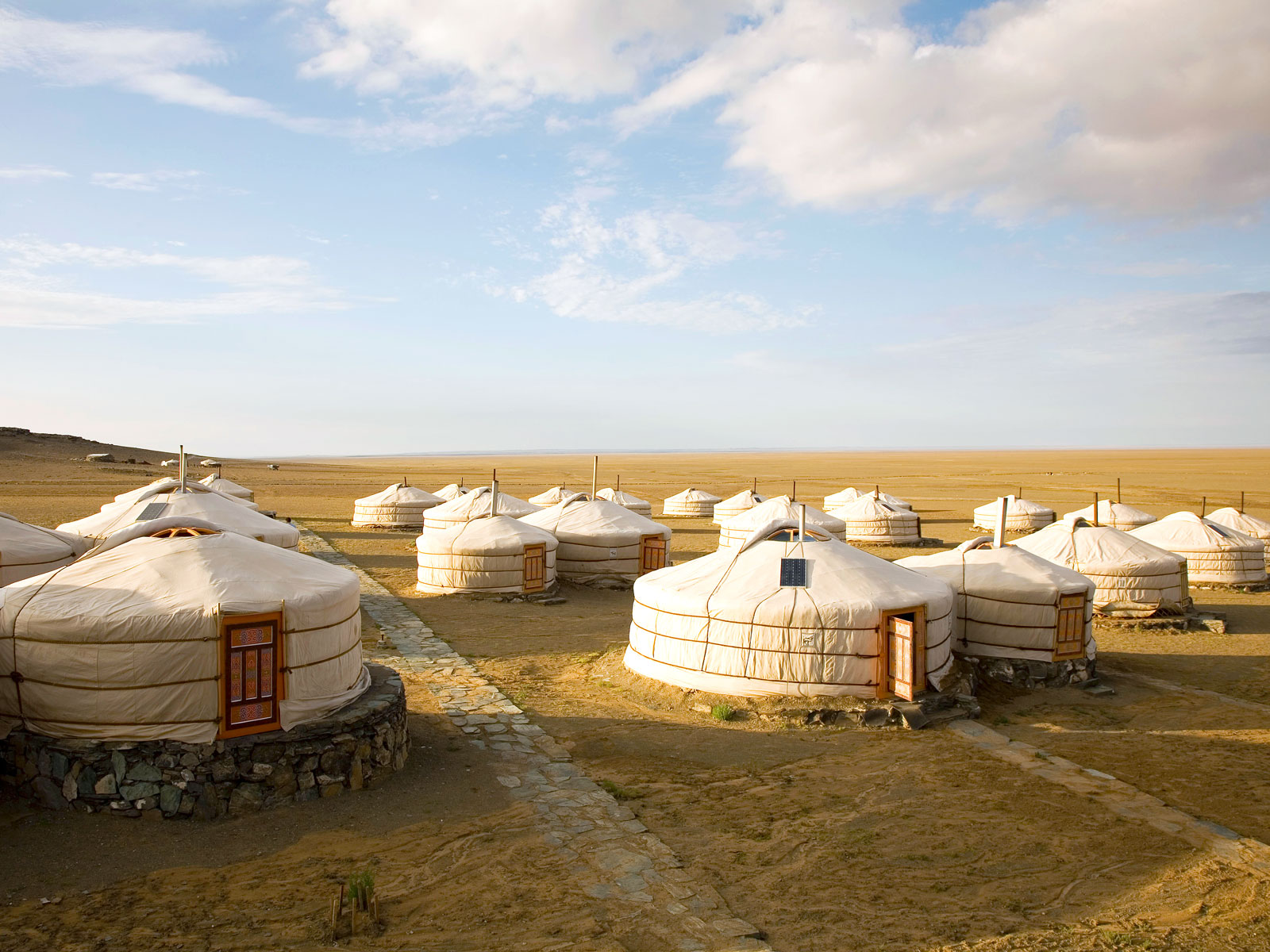 Traditional "gers" at Three Camel Lodge in Mongolia
