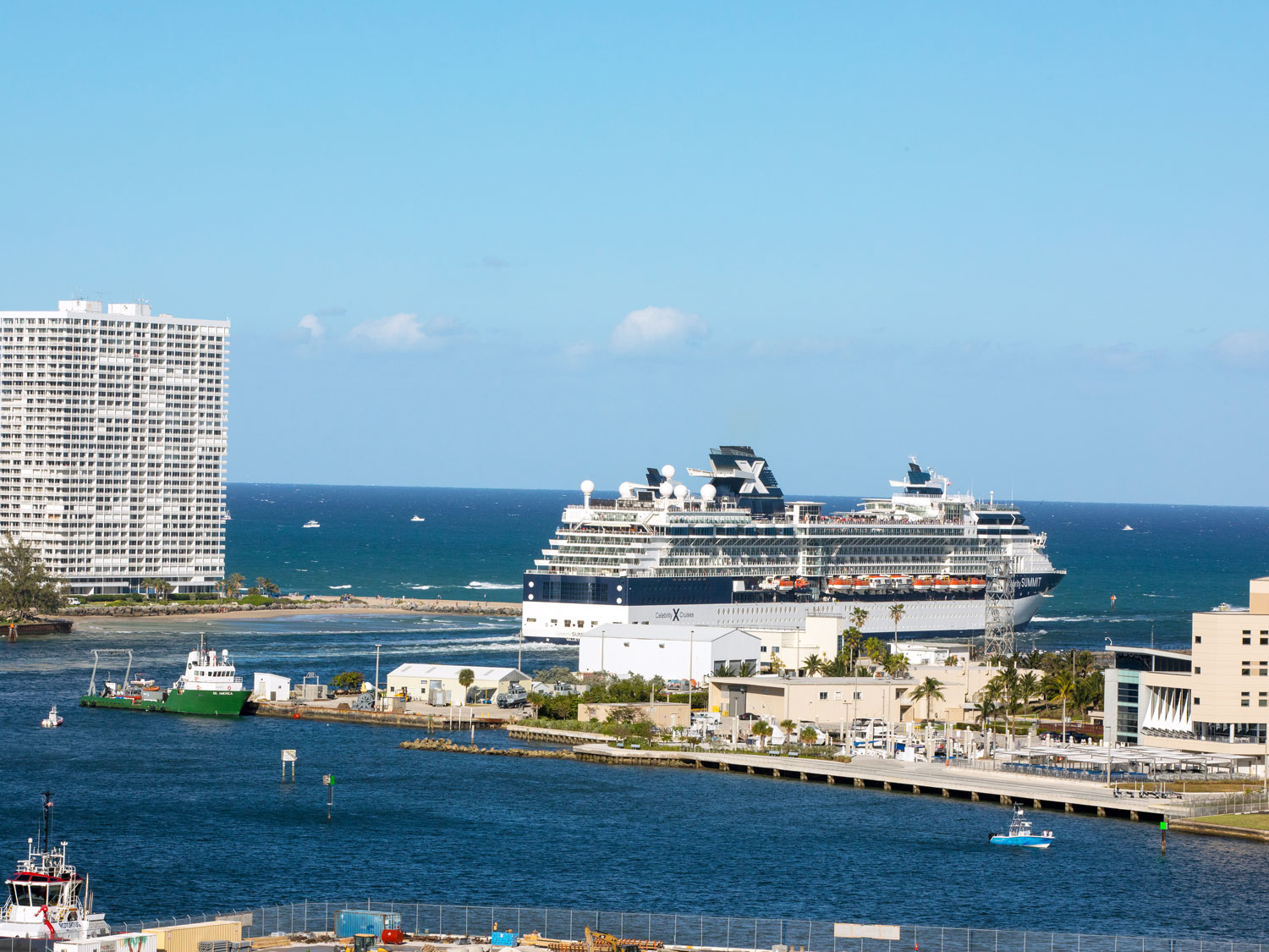 Cruise ship departing Port Everglades in Florida