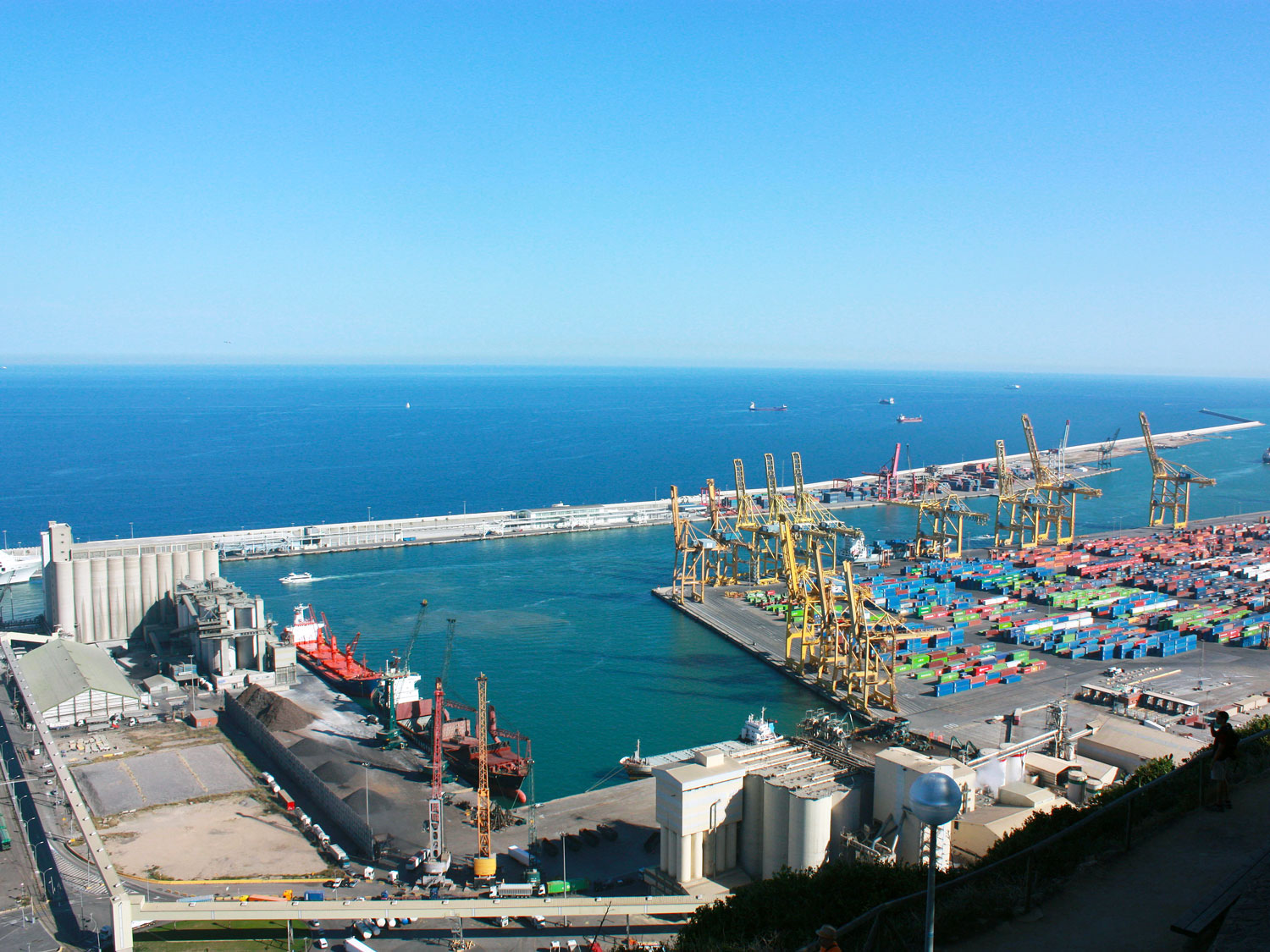 Aerial view of Port de Barcelona, Spain