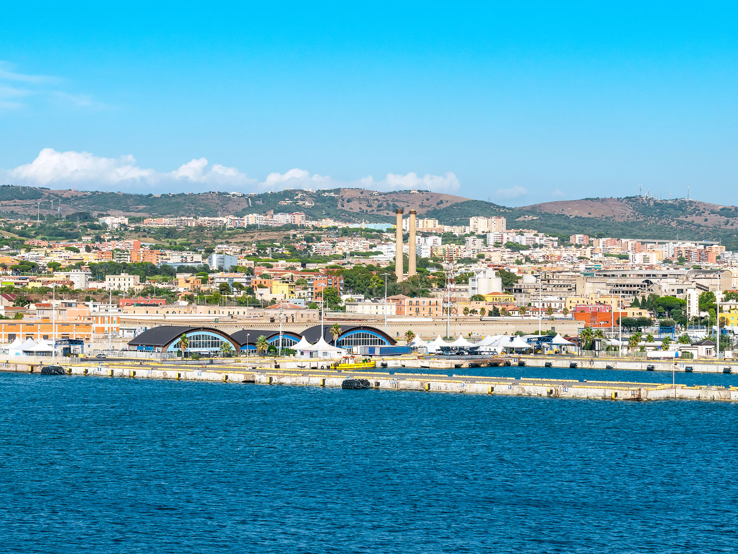 Port of Civitavecchia in Rome, Italy, seen across water