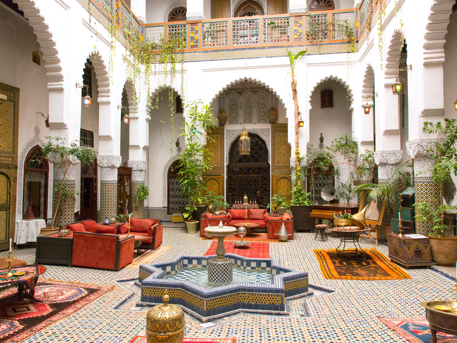 Courtyard of traditional Moroccan riad