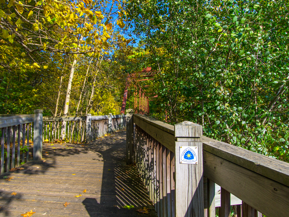 Wooden walkway along the North Country Trail