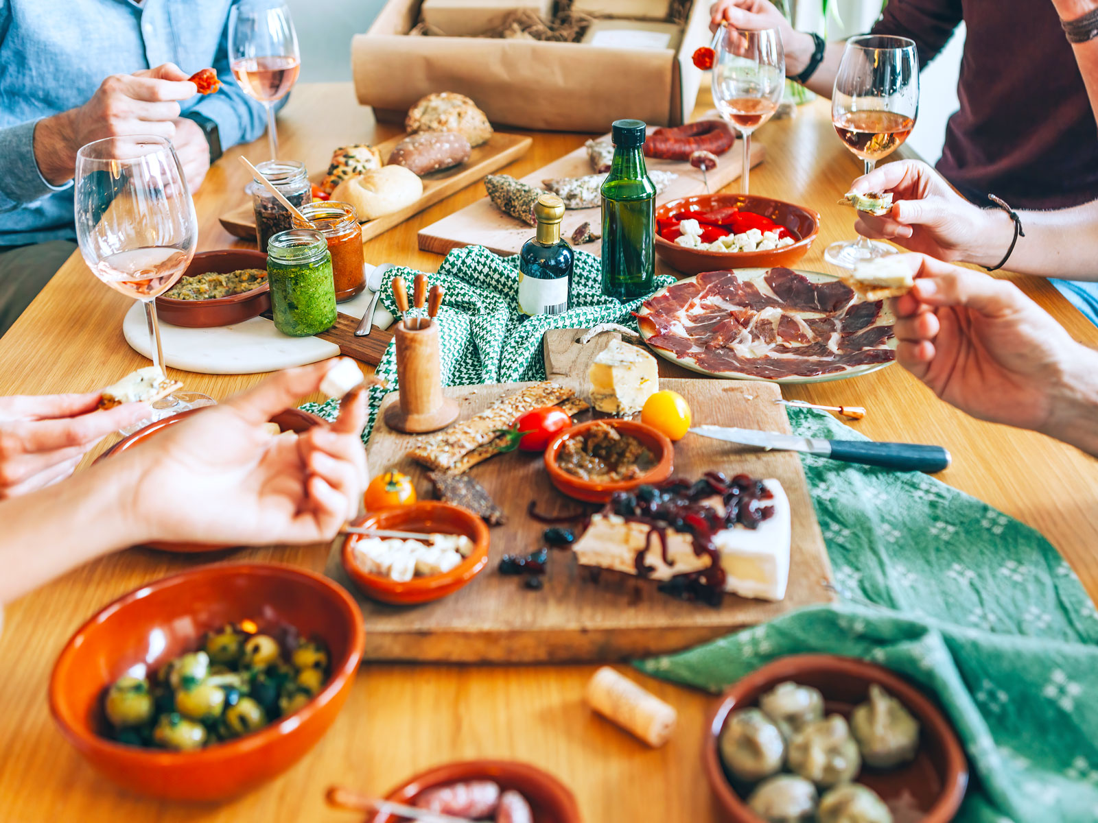 French people enjoying meal together