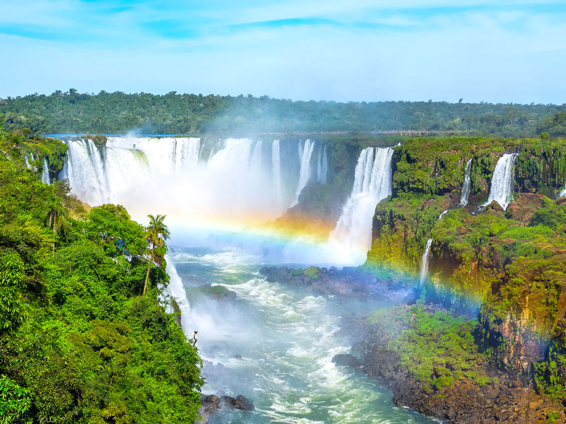 Rainbow over Iguazu Falls on the border of Argentina and Brazil