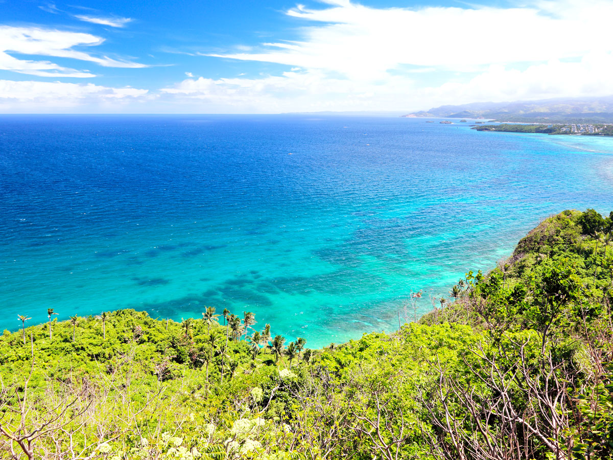 Tropical coastline of the Philippine Sea, seen from above