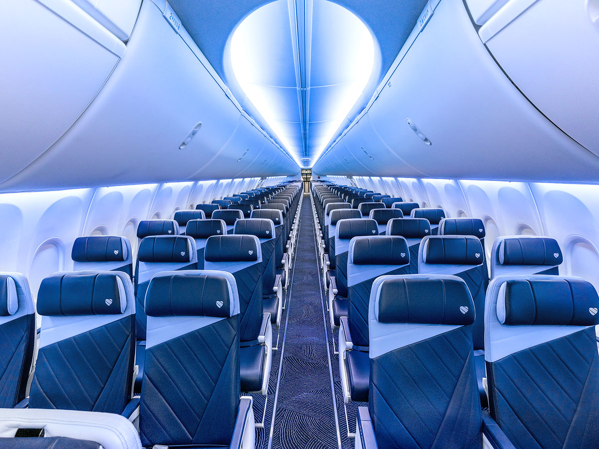 Empty interior of Southwest Airlines airplane