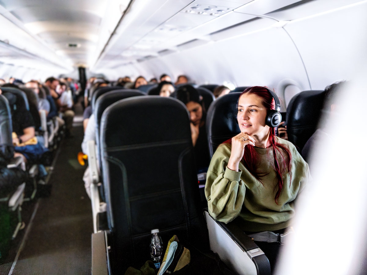 View inside airplane cabin