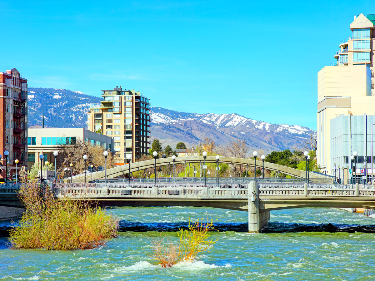 Bridge over river in Reno, Nevada