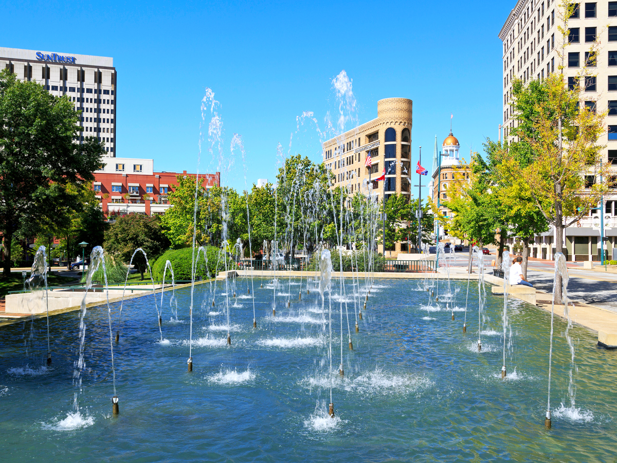 Fountain in Miller Park in Chattanooga, Tennessee