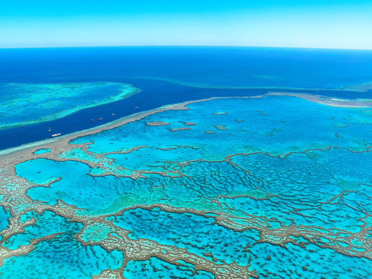 Aerial view of the Great Barrier Reef in Australia
