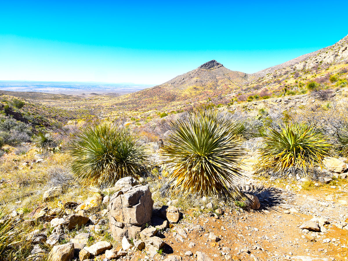 Desert and mountains in the Castner Range National Monument in Texas