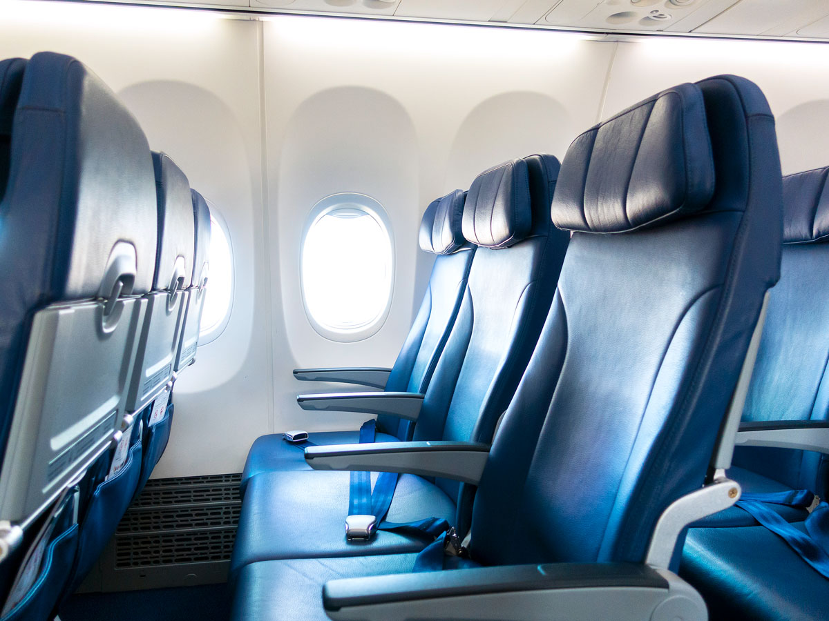 Empty economy-class seats on airplane