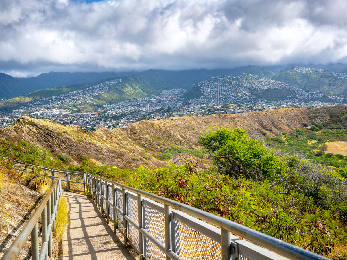 Walkway to Diamond Head in Honolulu, Hawaii