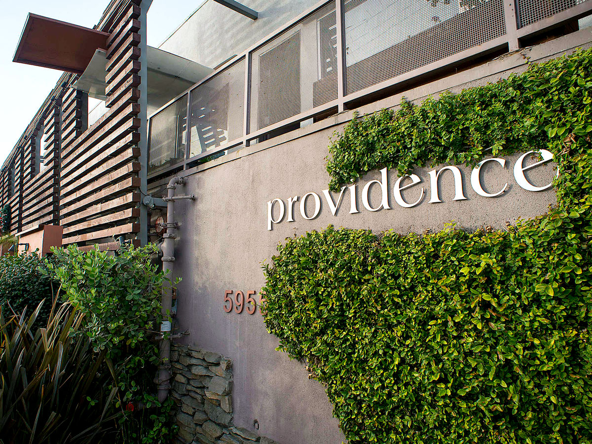 Exterior of Providence restaurant in Los Angeles, California