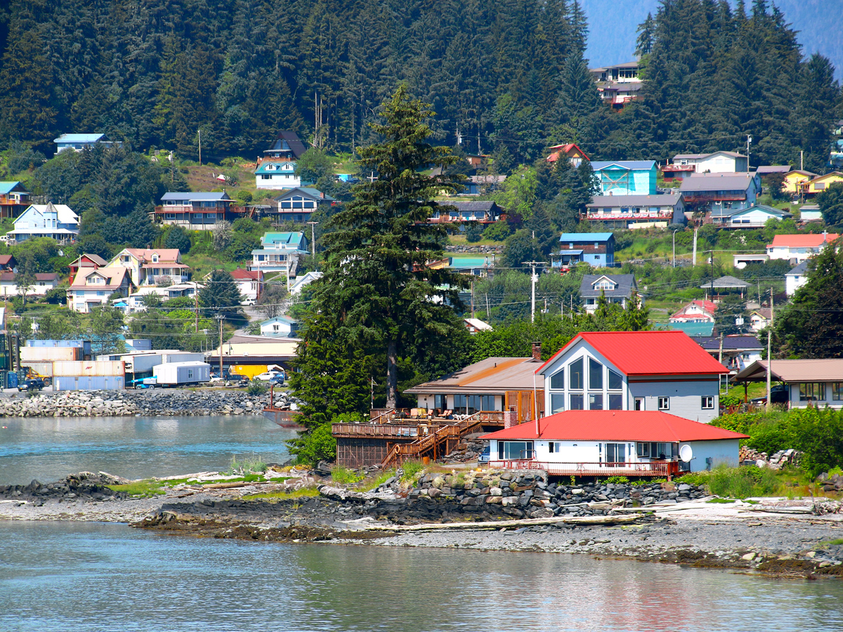 Waterfront homes in Wrangell, Alaska