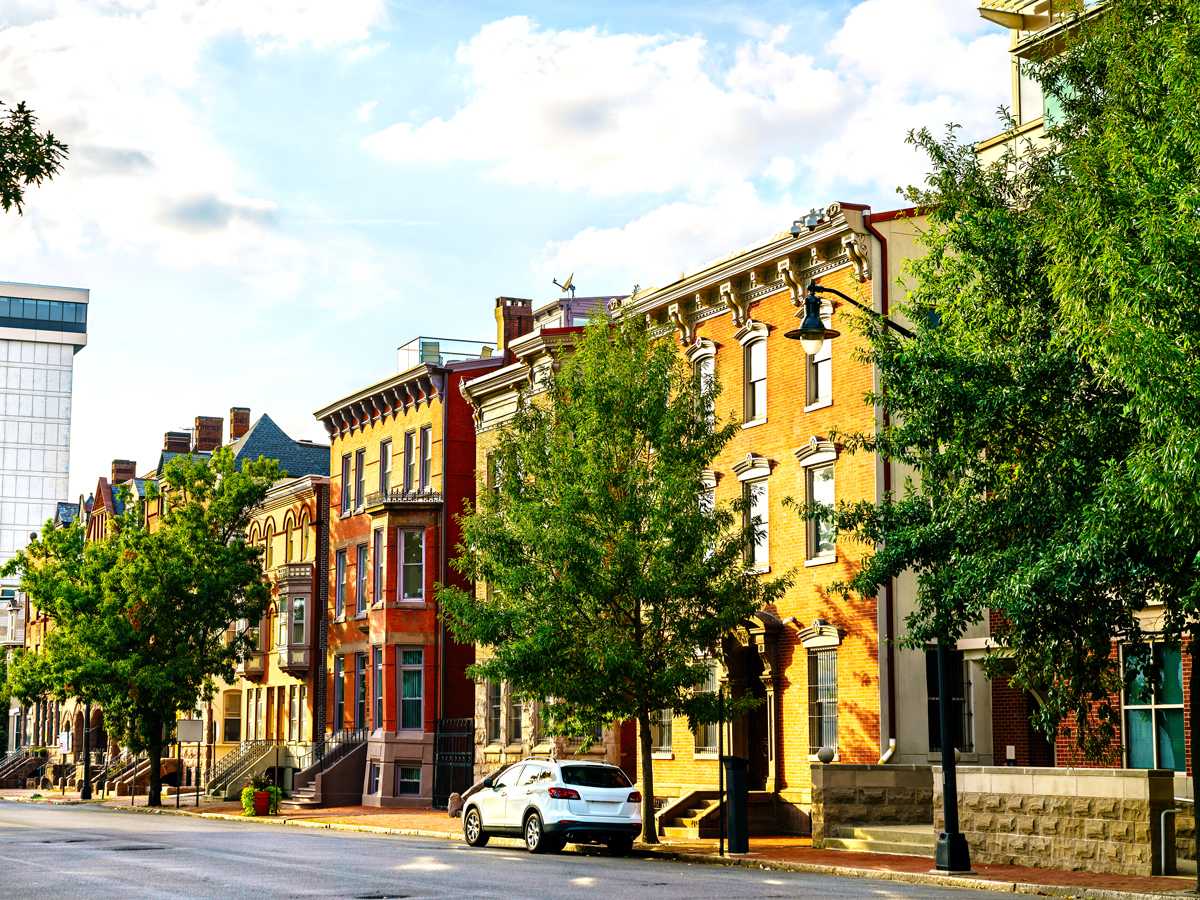 Row homes in downtown Trenton, New Jersey
