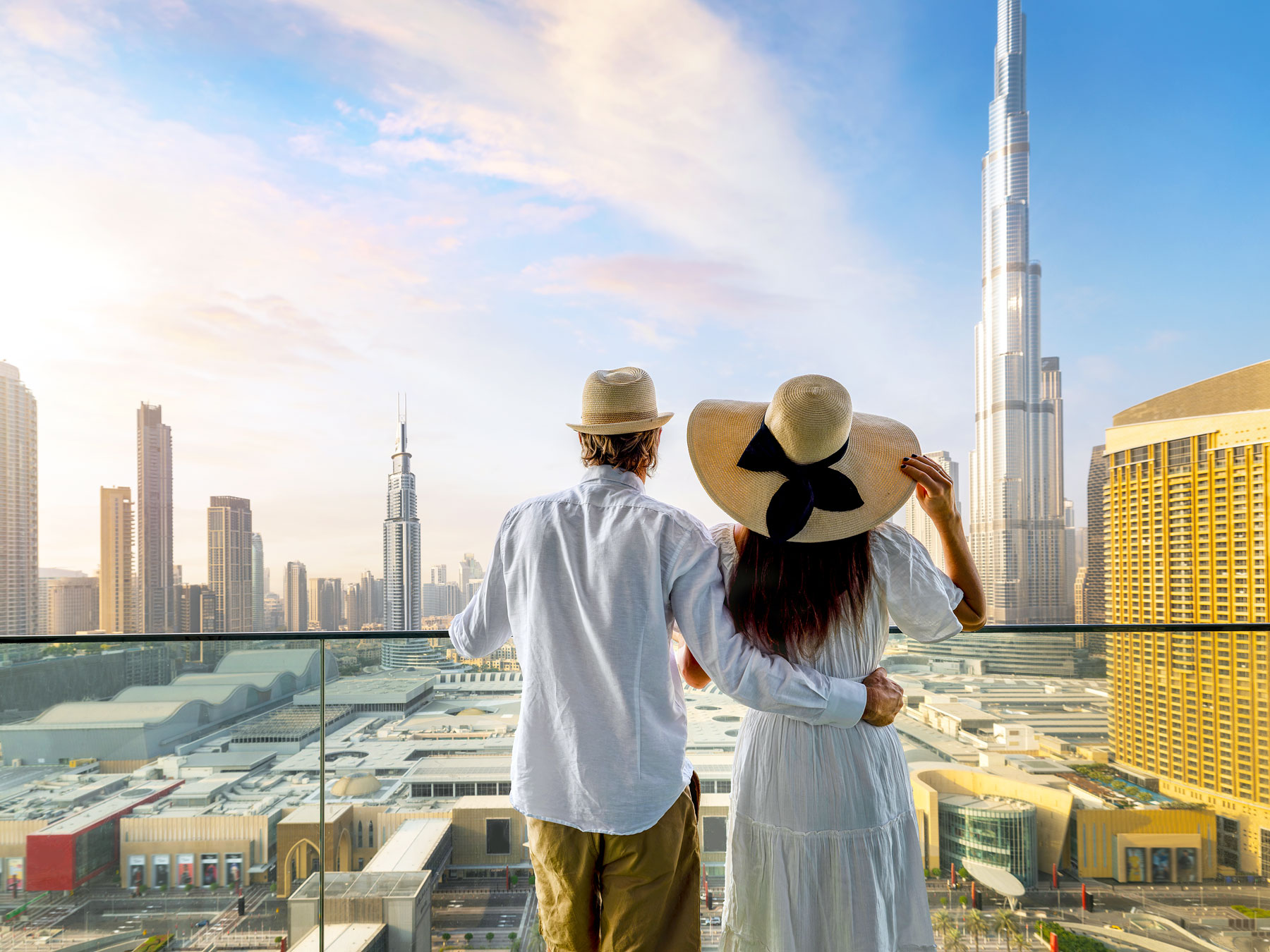 Couple admiring Dubai skyline