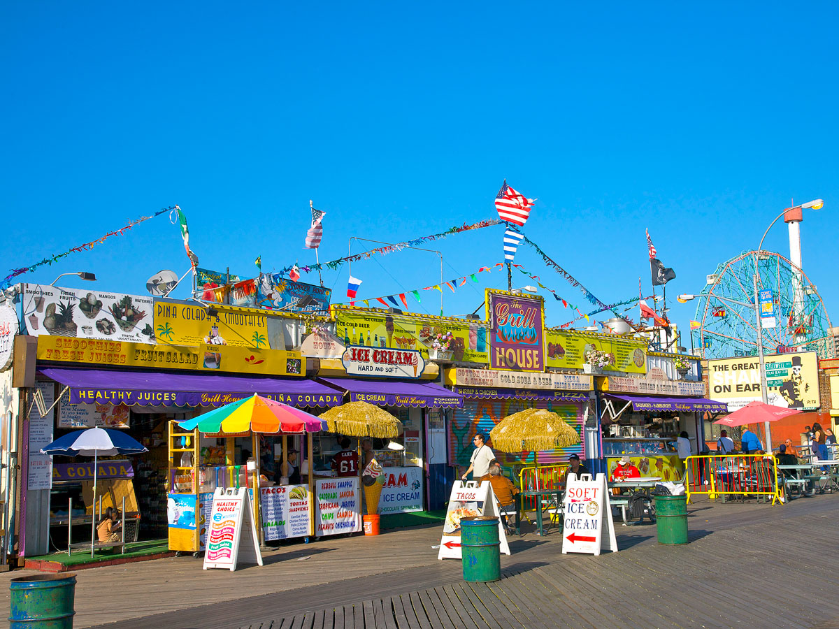 Coney Island boardwalk in Brooklyn, New York