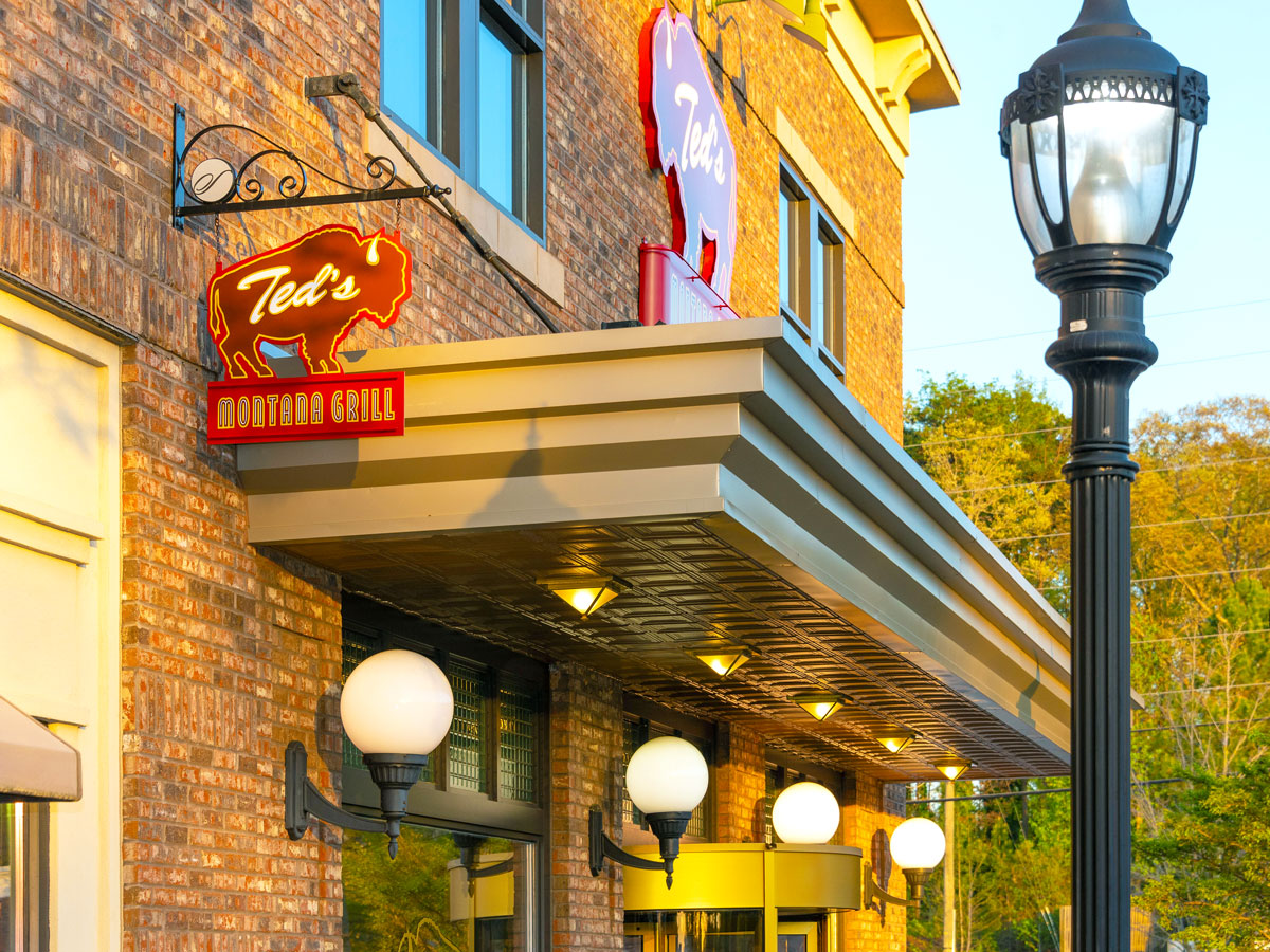 Brick facade of restaurant in Bozeman, Montana