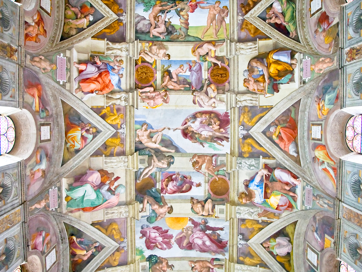 Michelangelo's fresco ceiling of the Sistine Chapel in Vatican City