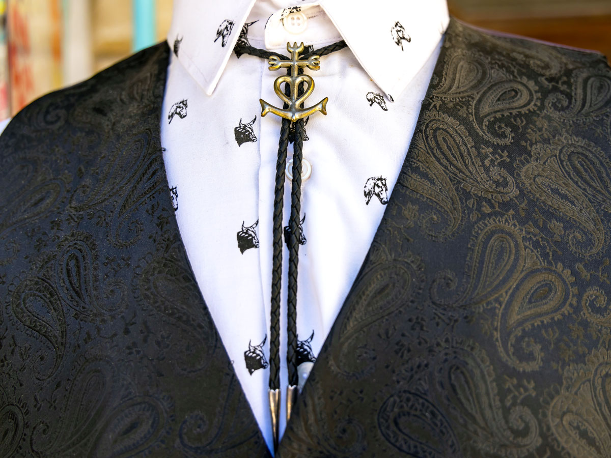 Close-up view of a bolo tie